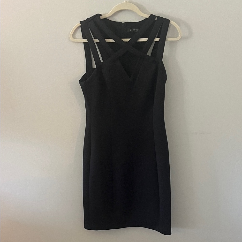 Guess Black Strappy Mini Dress
